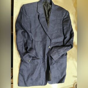 Ungaro Homme Mens Jacket 40R Blue Silk Linen blend
